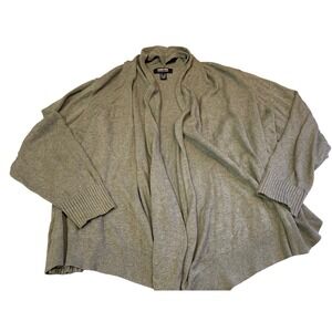 Lands' End Women's 3X Open Front Knit Cardigan Sweater Soft Gray Relaxed Fit